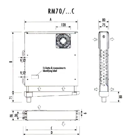 výparník RIVACOLD 658 W, RM 70/350C, oboustranný